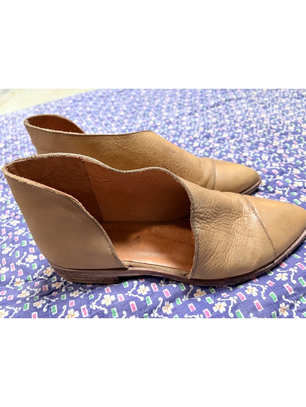 Free People Royale Flat Leather D'Orsay Ankle Shoes - Made in Spain